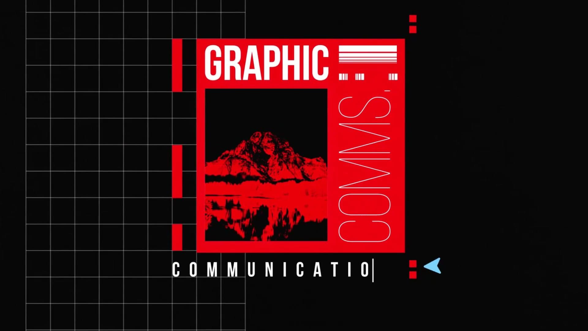 The Graphic Communications title builds on black: a red panel, a mountain, the word Graphic